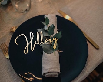 Wedding Place Cards – Personalized Laser Cut Names, Custom Wooden Name Tags, Rustic Wedding Table Decor, Guest Name Place Settings