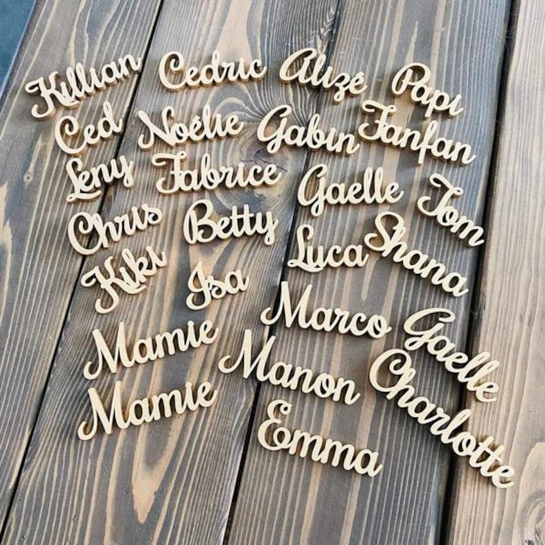 Tarjetas de mesa para bodas, Nombres de mesa dorados, Nombres de mesa de madera para bodas, Decoración de mesas para bodas, Placas de nombres para bodas, Tarjetas de mesa personalizadas imagen 6