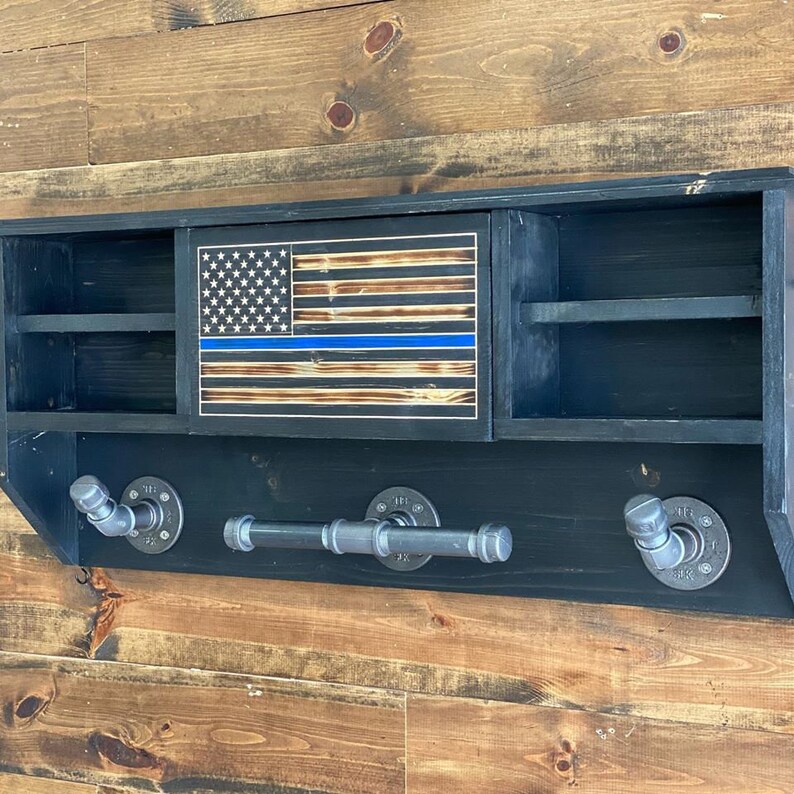 Wall Mounted Warrior Rack Police Gear Rack Center Flag Etsy