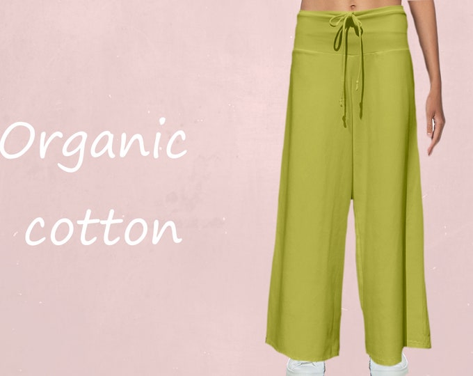 wide organic pants, wide jersey pants, pants organic cotton flared legs, yoga pants, sustainable fashion, fair trade, fair fashion