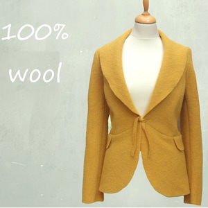 Jacke aus gekochter Wolle, Woll-Cardigan-Jacke, Woll-Blazer, Woll-Weste-Jacke