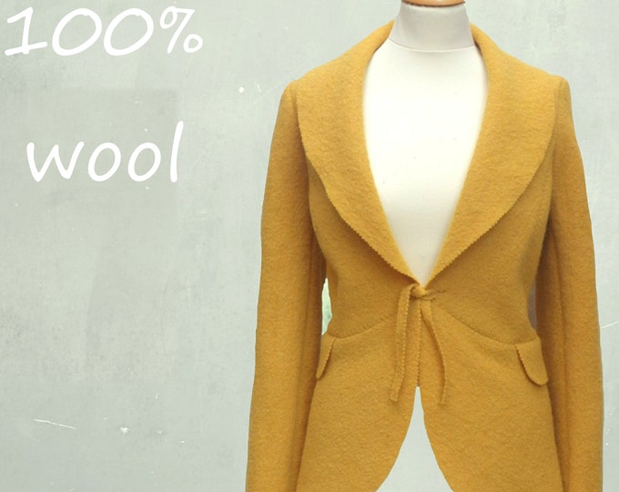 Jacket in boiled wool, wool cardigan-jacket