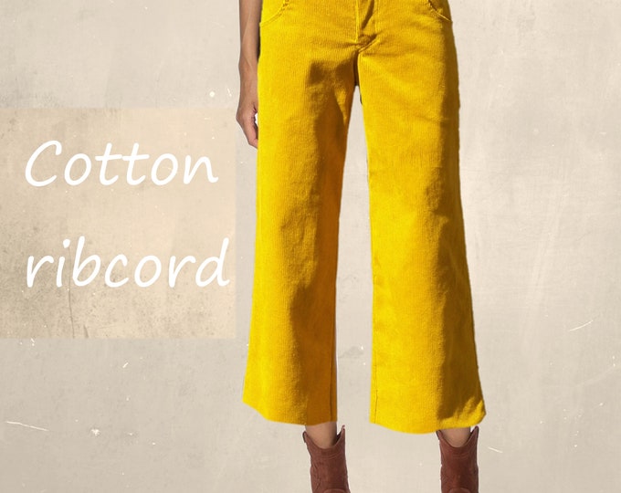 Culottes, Cropped heavy corduroy pants, Cropped cotton ribcord pants