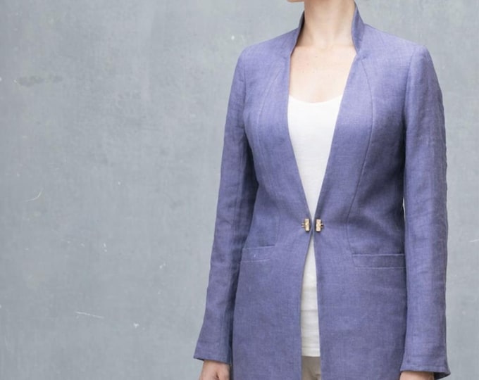 organic linen jacket, blazer biological linen, fair trade jacket, recyclable jacket, fair fashion, sustainable clothing