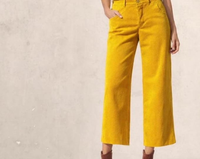 Culottes, Cropped heavy corduroy pants, Cropped cotton ribcord pants