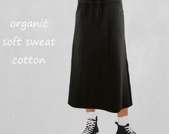 Trending midi skirt made of softbrushed organic cotton jogging