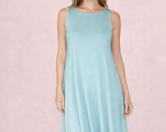 Sleeveless A-line tunic shirt dress made of super soft tencel jersey