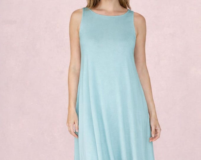 Sleeveless A-line tunic shirt dress made of super soft tencel jersey