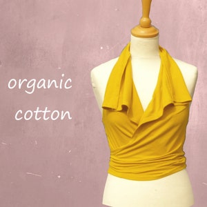organic cotton wrap camisole, wrap singlet biological cotton, wrap top certified cotton