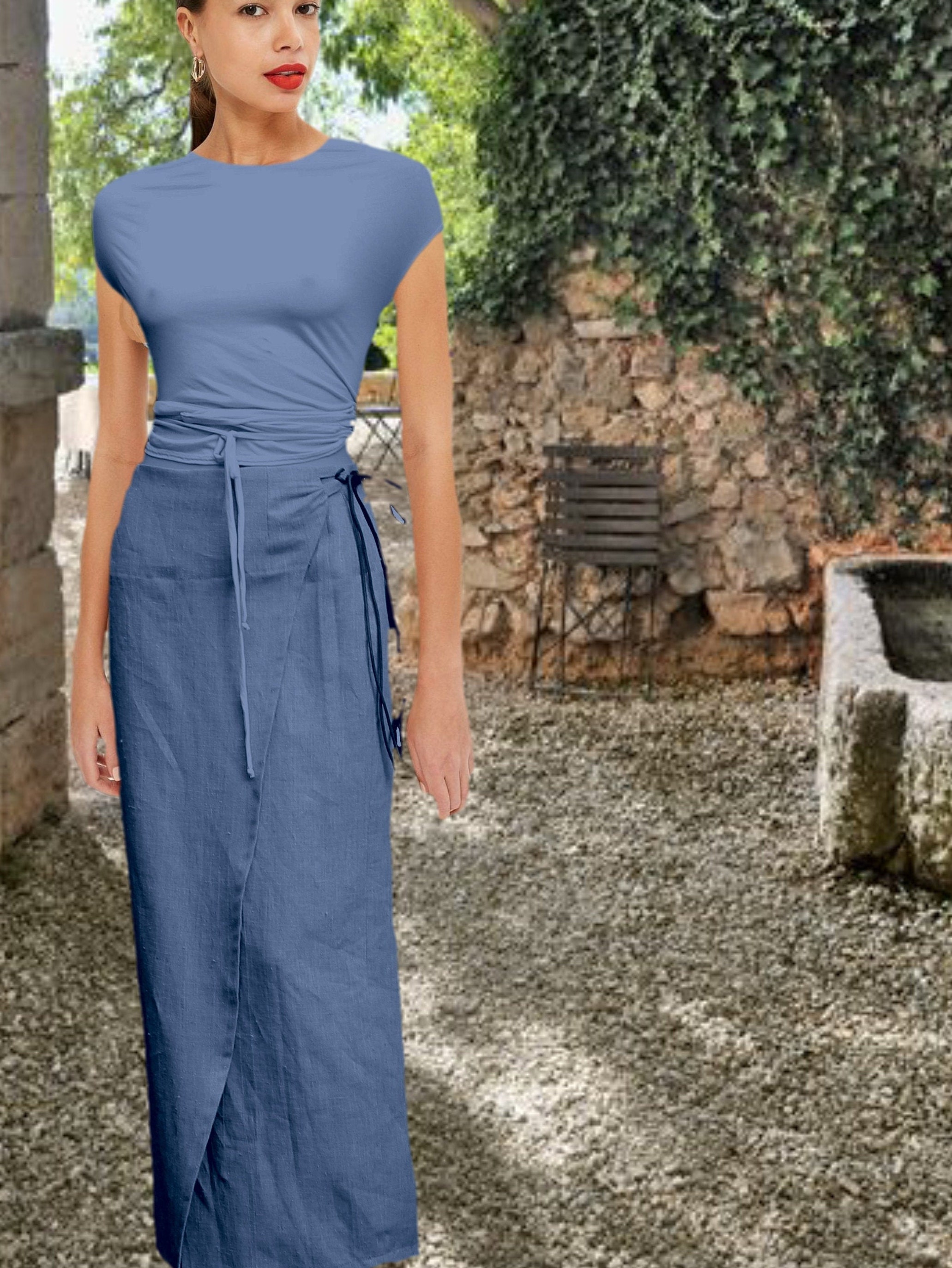 Lichen Log Grey Wrap Skirt