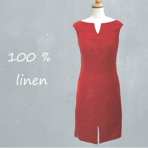 classic linen dress, organic linen dress, fitted linen dress, dress GOTS certified biological linen