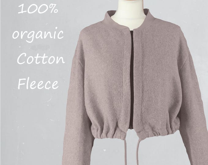 organic cotton fleece jogging jacket, long fleece jacket, jogging jacket  GOTS certified organic fleece