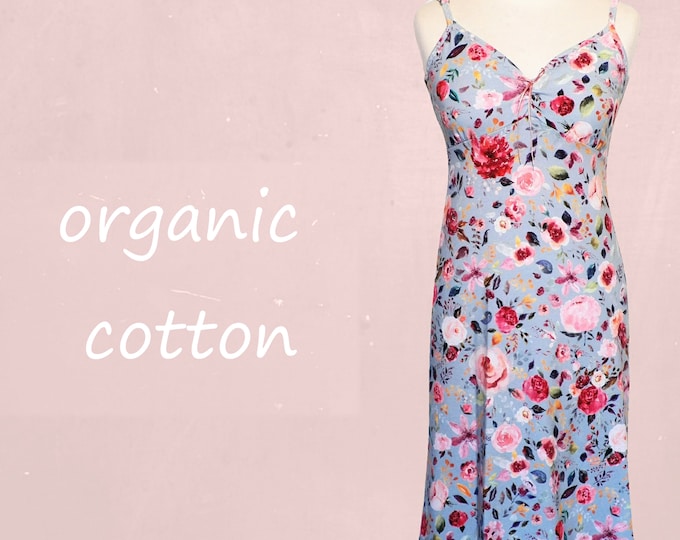 organic cotton slipdress, romantic dress biological GOTS certified cotton, fair trade clothing, sustainable clothing