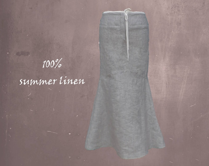 long linen skirt in hour glass line, long summer skirt, beach skirt