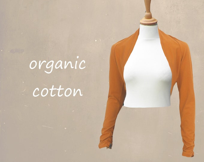 bolero organic cotton, bolero cardigan certified GOTS organic cotton