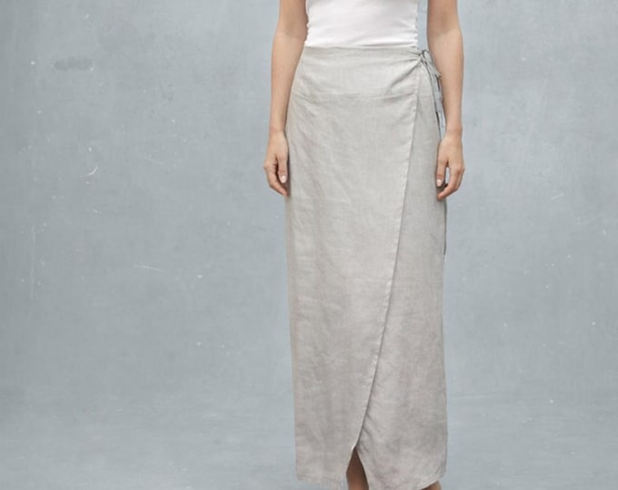linen skirt, organic linen wrap skirt, long linen wrap skirt, recyclable long wrap skirt, fair trade, fair fashion, sustainable clothing