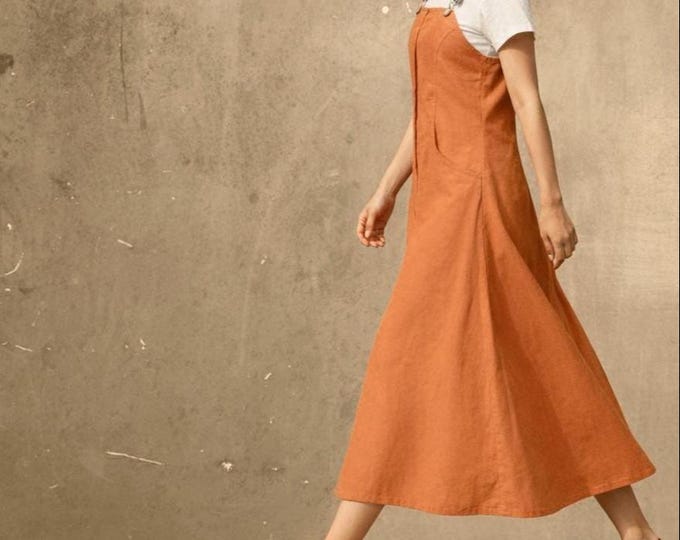 Corduroy pinafore dress, maxi corduroy pinafore dress