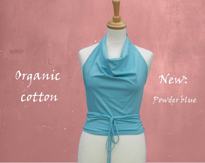 wrap top organic cotton, halter top biological cotton, sustainable clothing, fair trade clothing