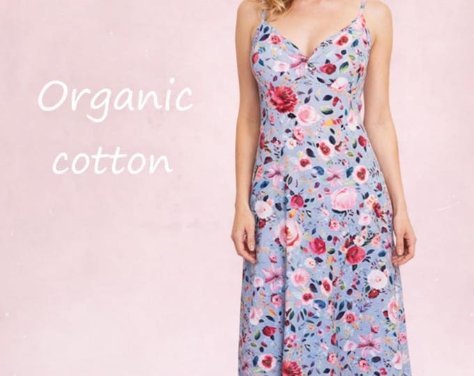 organic cotton slipdress, romantic dress biological GOTS certified cotton, fair trade clothing, sustainable clothing
