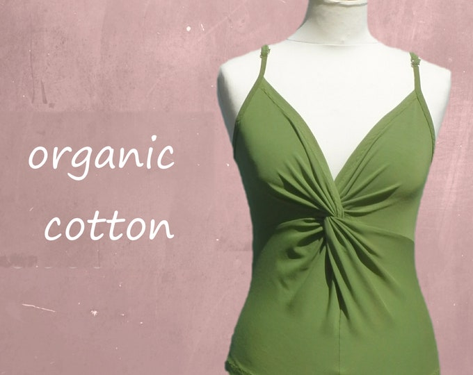 organic cotton top, singlet biological cotton, tank top with straps GOTS certified cotton