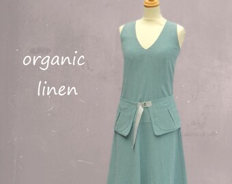 linen maxi dress with separate belt