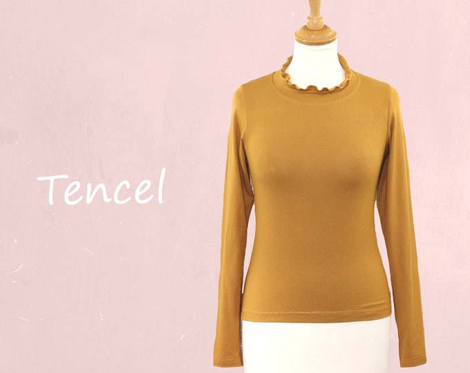 Tencel shirt with turtle neck