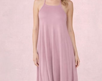 Sleeveless A-line tunic shirt dress made of super soft tencel jersey