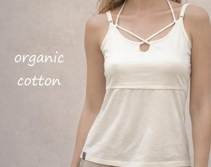 string top organic cotton, camisole biological cotton, sustainable top, fair trade clothing