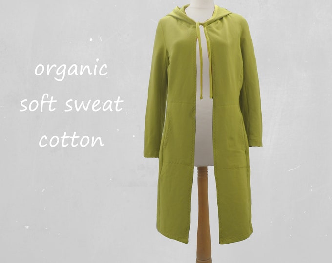 Hooded cardigan made of soft brushed organic cotton