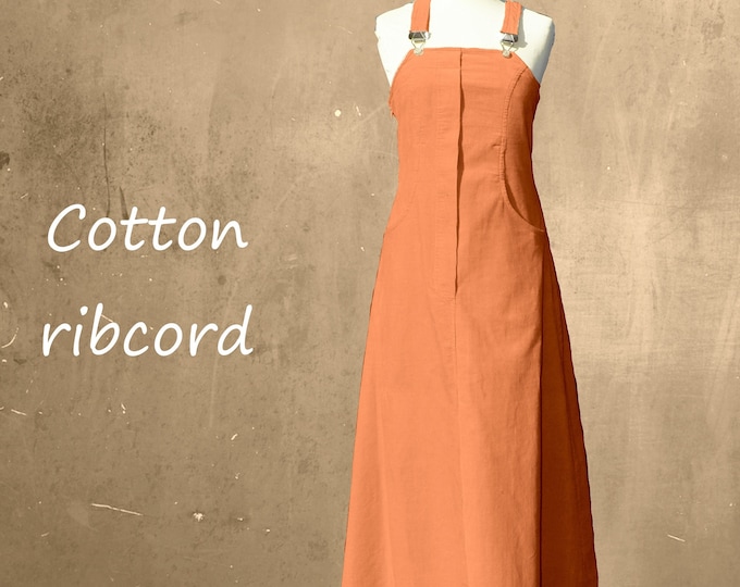 Corduroy pinafore dress, maxi corduroy pinafore dress