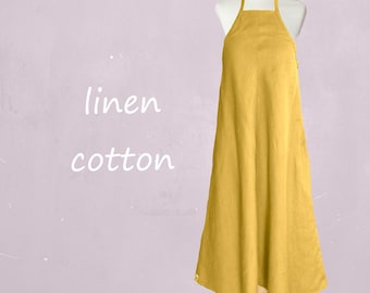 Maxi summer swing dress in linen cotton mix