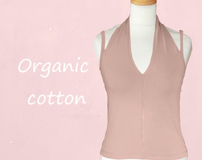 organic cotton singlet with V neck