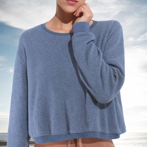 Suéter básico corto de felpa de algodón / Suéter básico corto de felpa de algodón orgánico