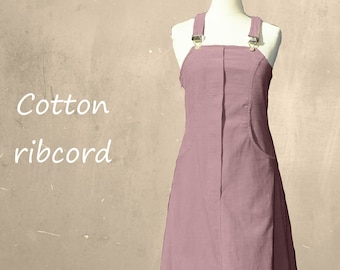 Hippe corduroy pinafore dress, ribcord overgooier, corduroy pinafore dress,  ribcord overgooier