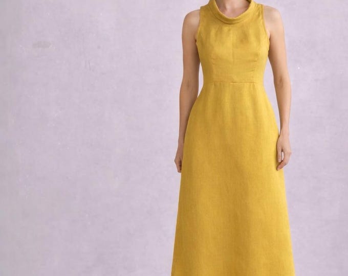 classic dress in linen-cotton mix