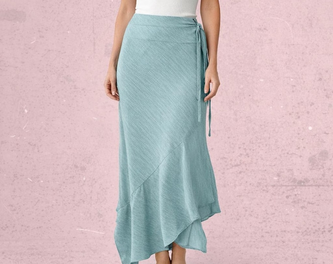 linen skirt, organic linen wrap skirt, long linen wrap skirt, recyclable long wrap skirt, fair trade, fair fashion, sustainable clothing