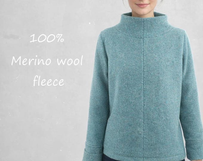 Merino wool sweater with high collar