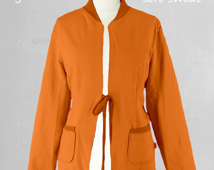 lined sportive cardigan in soft sweat organic cotton