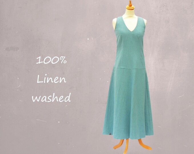 Linen Maxi dress with V neck