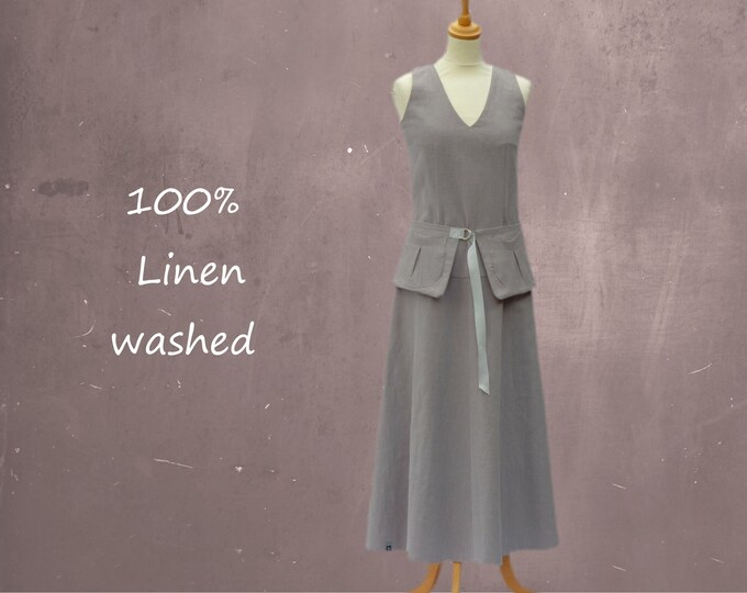 linen maxi dress with separate belt