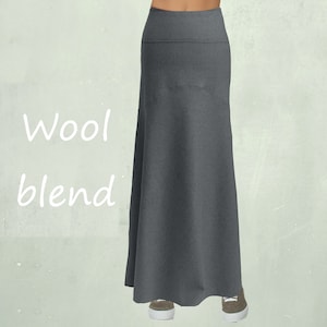 long wool skirt, long wool A-line skirt