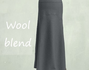 long wool skirt, long wool A-line skirt