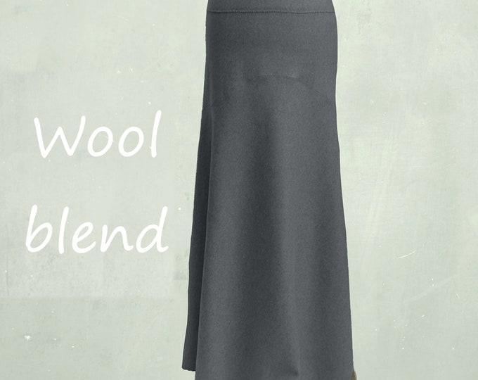 long wool skirt, long wool A-line skirt