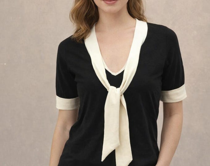 retro shirt organic cotton, shirt with tie,  T shirt biological cotton, shirt GOTS certified cotton