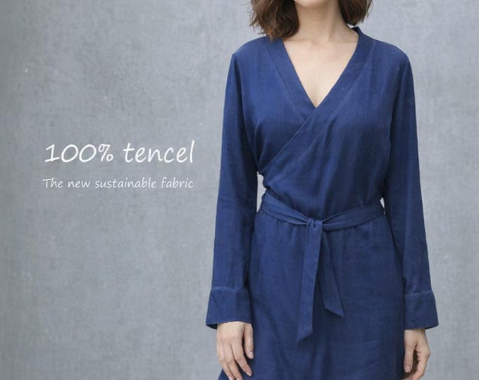 tencel wrap tunic dress, tencel tunic, tencel wrap dress