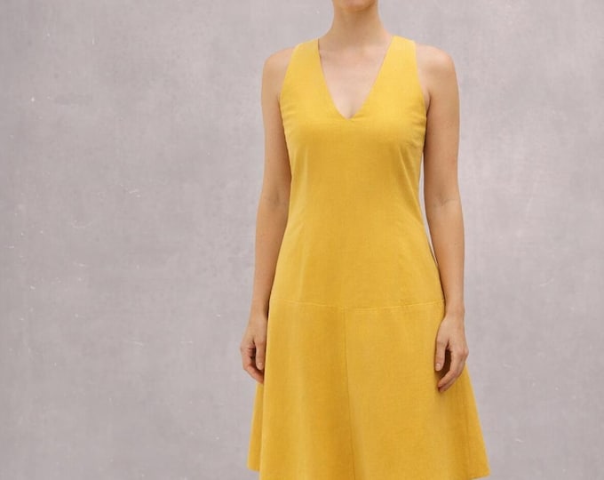 Linen Maxi dress with V neck