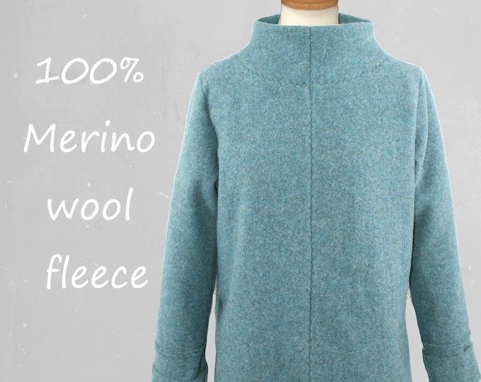 Merino wool sweater with high collar
