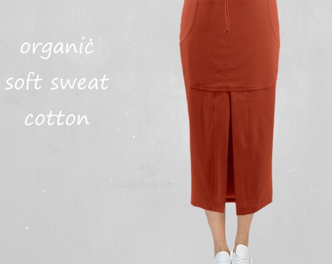 Midi skirt made of soft sweat organic cotton