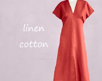 summery dress in linen-cotton mix