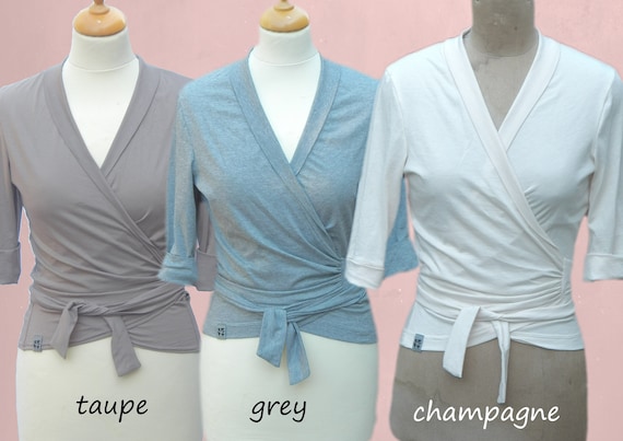 Organic Cotton Wrap Top, Jersey Knitted Cardigan Biological